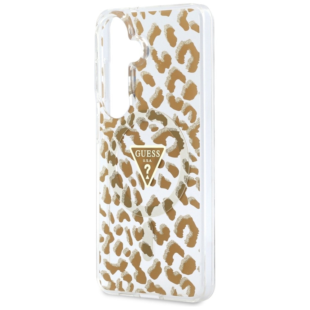Guess IML Leopardikuvioinen kolmio MagSafe-kotelo Samsung Galaxy S26 - ruskea