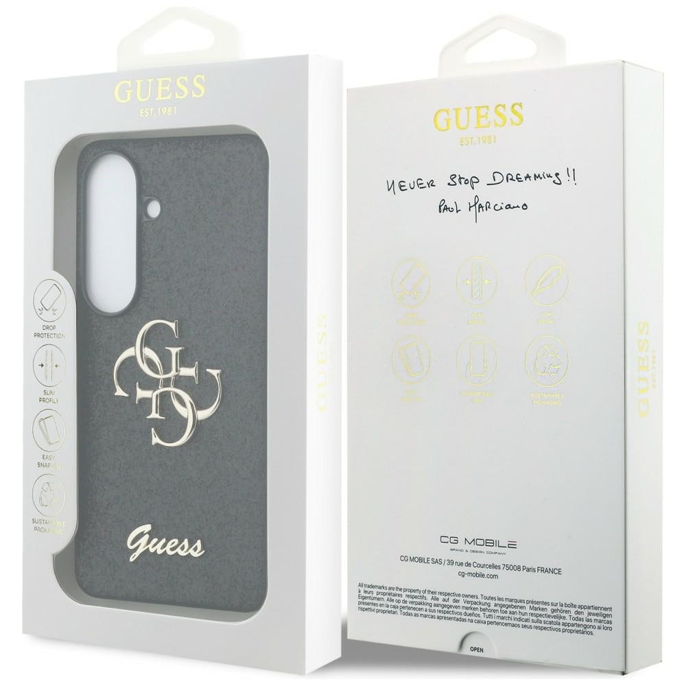 Guess Kiinteä Glitter Big 4G Metal Logo kotelo Samsung Galaxy S26:lle - musta