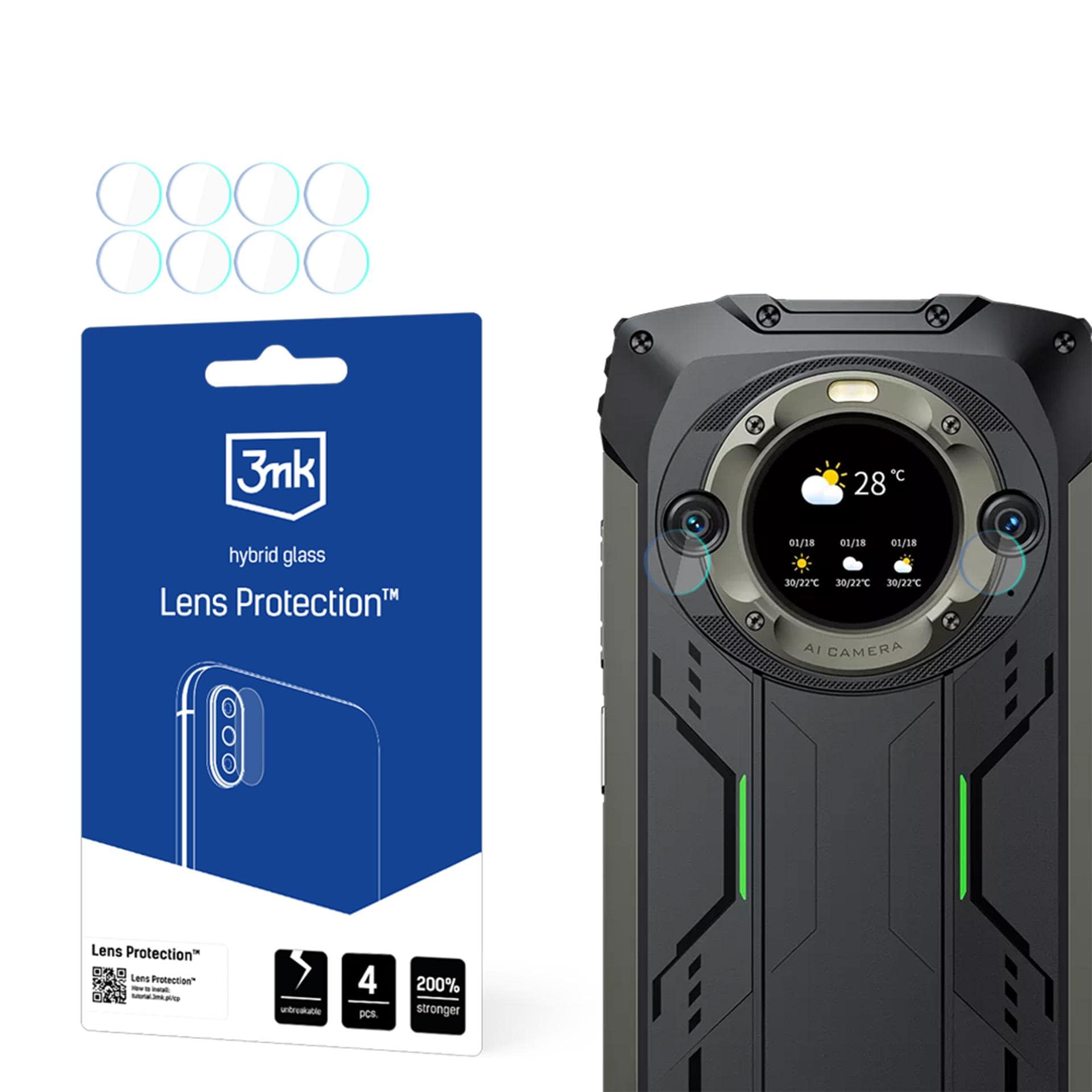 3mk Objektiivin suojalasi hybridilasi kameran objektiiville Blackview BV9300 Pro:ssa