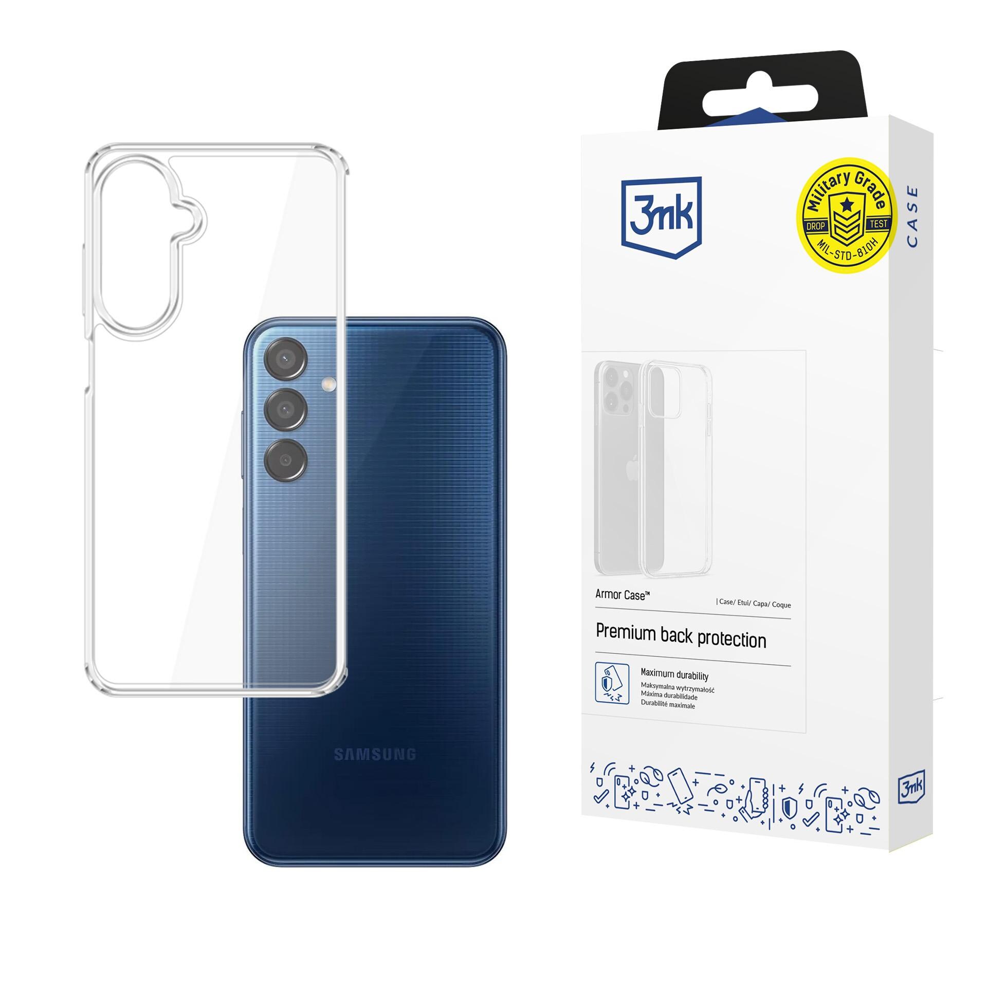 3mk Panssarikotelo Samsung Galaxy M15 5G:lle - läpinäkyvä