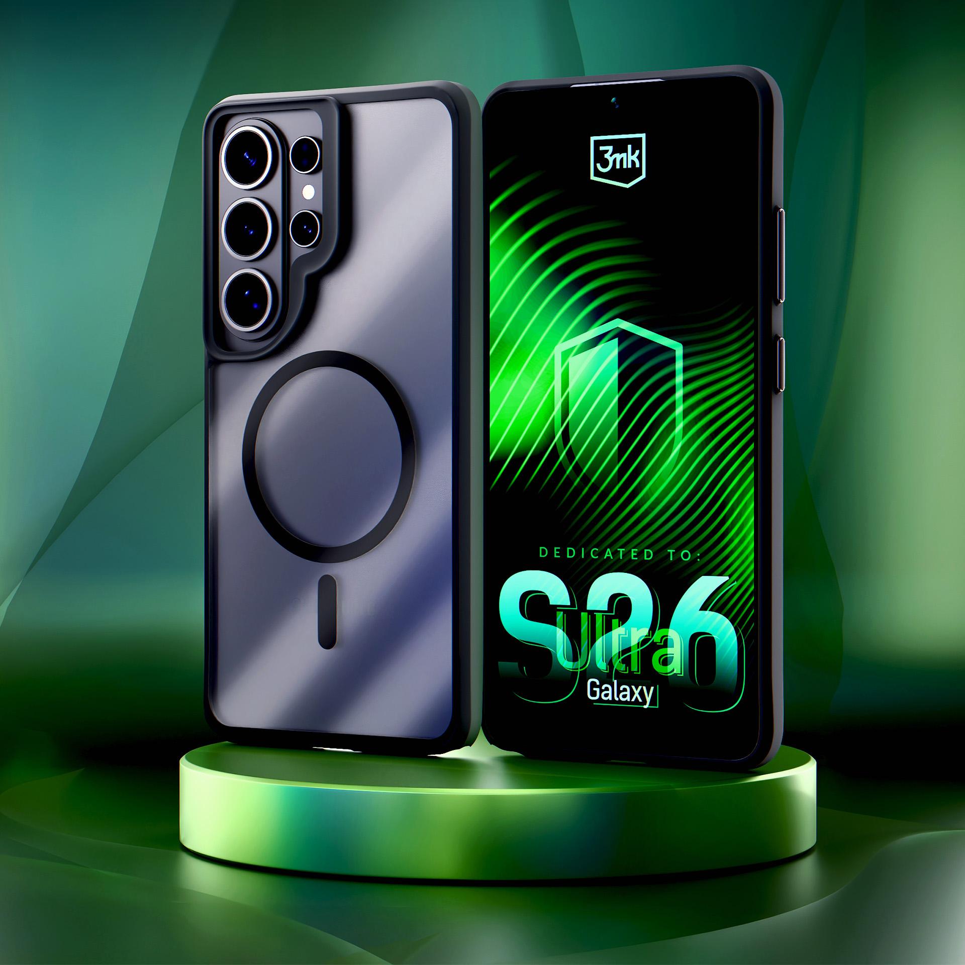 3mk Satin Armor MagCase for Samsung Galaxy S26 Ultra - läpinäkyvä musta - läpinäkyvä musta