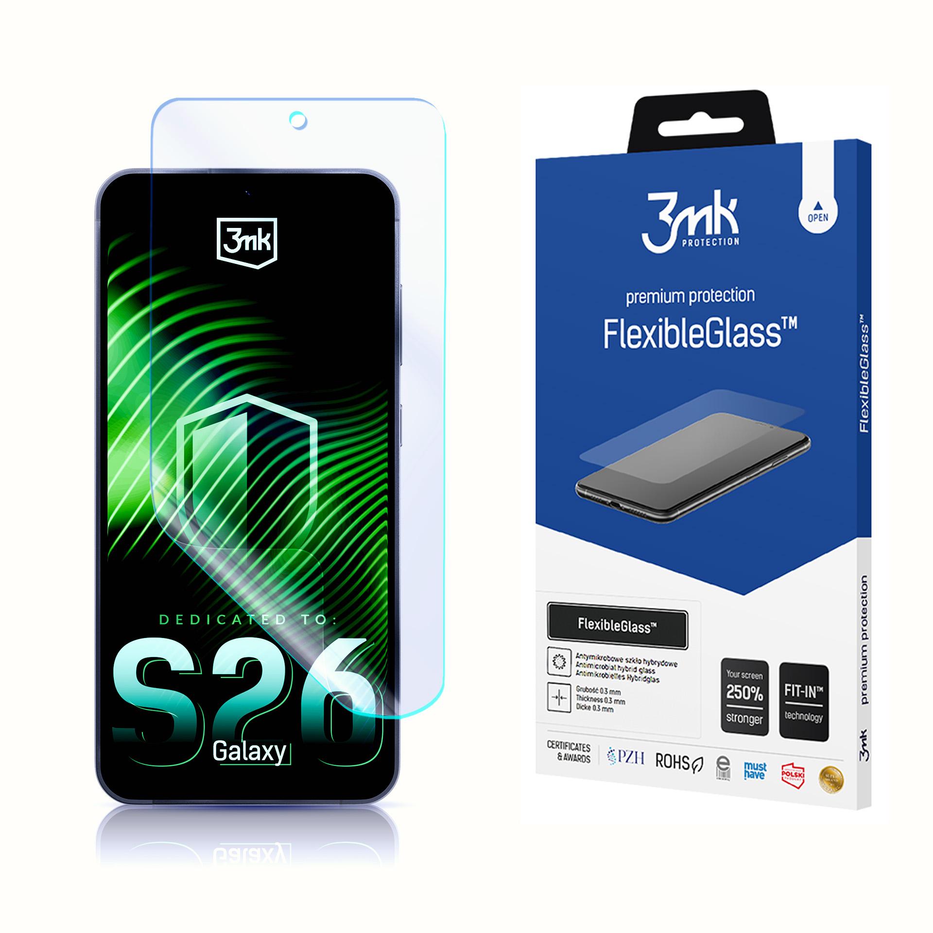 3mk FlexibleGlass-hybridilasi Samsung Galaxy S26 -puhelimelle