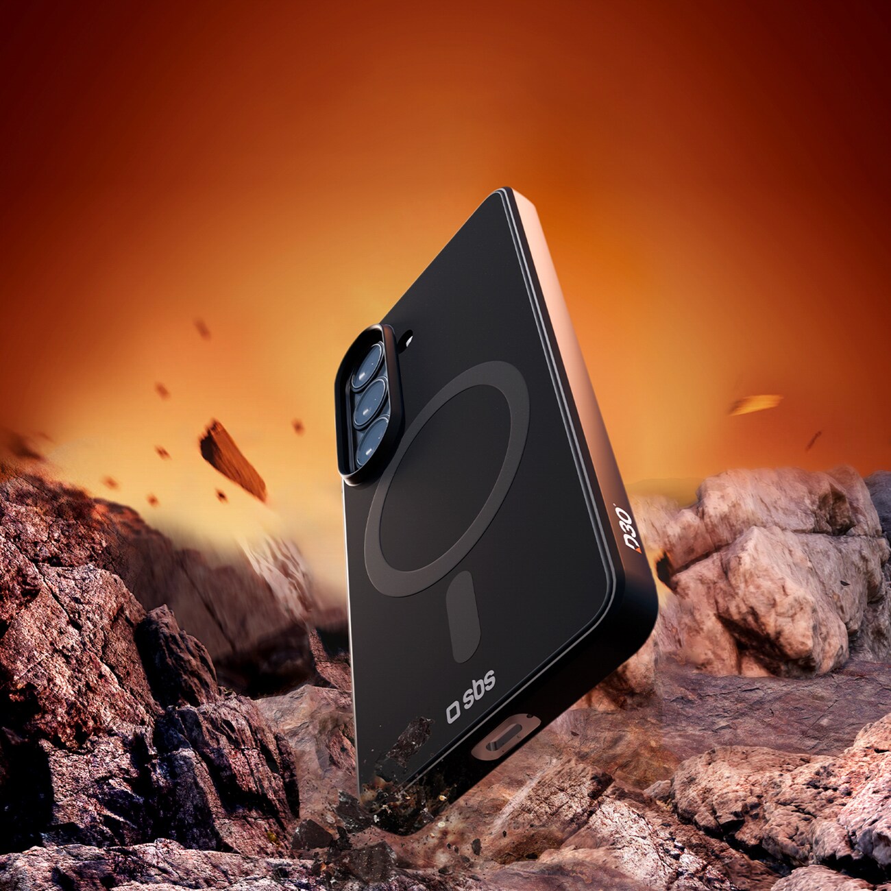 SBS Full Active Case D3O Galaxy S26:lle, MagSafe-yhteensopiva - Musta