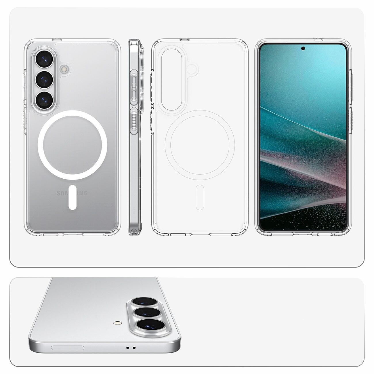 Spigen Ultra Hybrid Mag Mag MagSafe -kotelo Samsung Galaxy S26+ -puhelimelle - Kirkas ja valkoinen