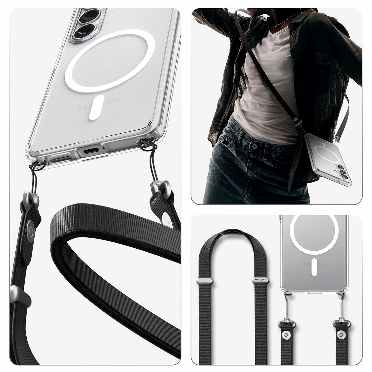 Spigen Ultra Hybrid Mag Mag MagSafe -kotelo Samsung Galaxy S26+ -puhelimelle - Kirkas ja valkoinen