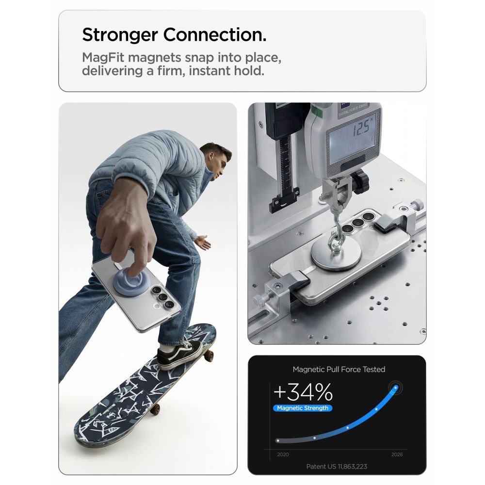 Spigen Ultra Hybrid Mag Mag MagSafe -kotelo Samsung Galaxy S26+ -puhelimelle - Kirkas ja valkoinen