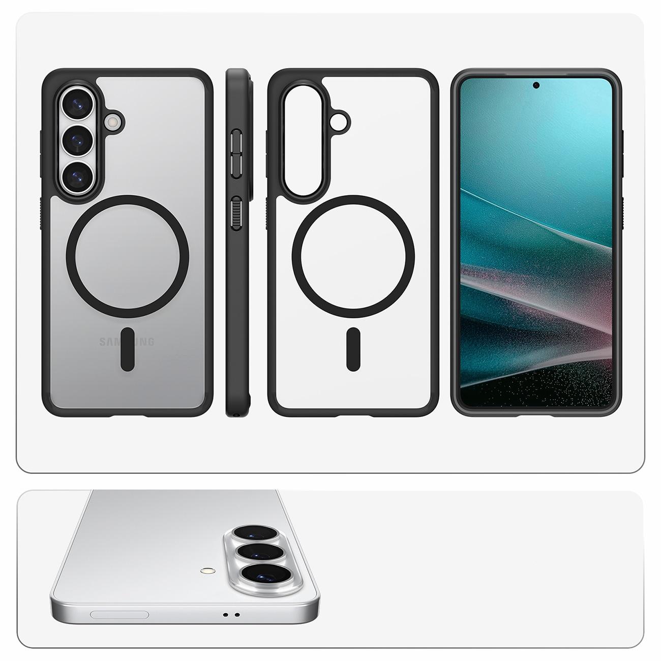 Spigen Ultra Hybrid Mag Mag MagSafe -kotelo Samsung Galaxy S26 - Kirkas musta Samsung Galaxy S26:lle