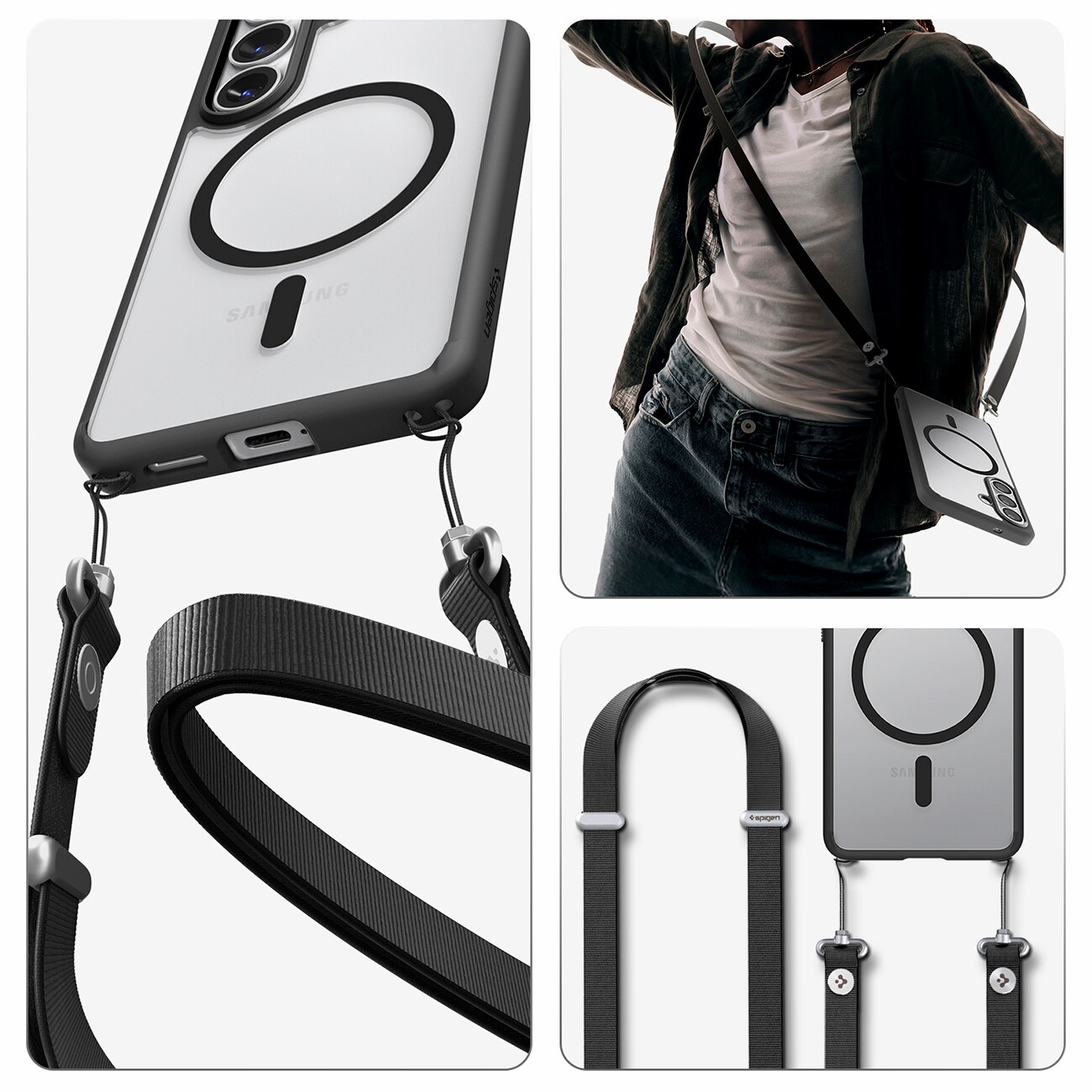 Spigen Ultra Hybrid Mag Mag MagSafe -kotelo Samsung Galaxy S26 - Kirkas musta Samsung Galaxy S26:lle
