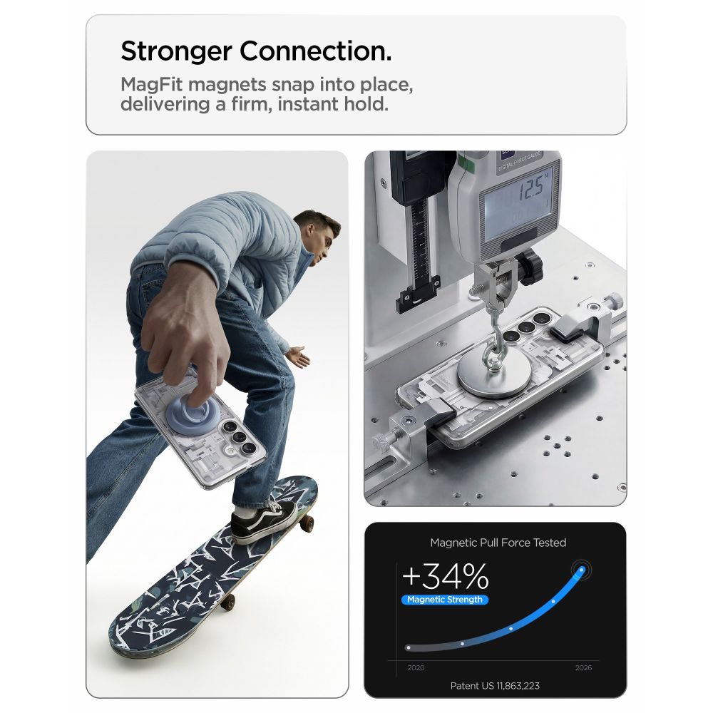 Spigen Ultra Hybrid Mag Mag MagSafe -kotelo Samsung Galaxy S26 Zero One - Kirkas ja valkoinen