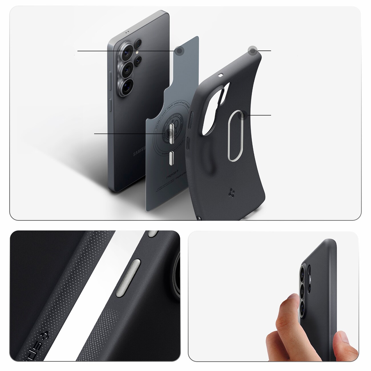Spigen Nano Pop Mag Mag MagSafe -kotelo Samsung Galaxy S26 Ultra - mustalle puhelimelle - musta
