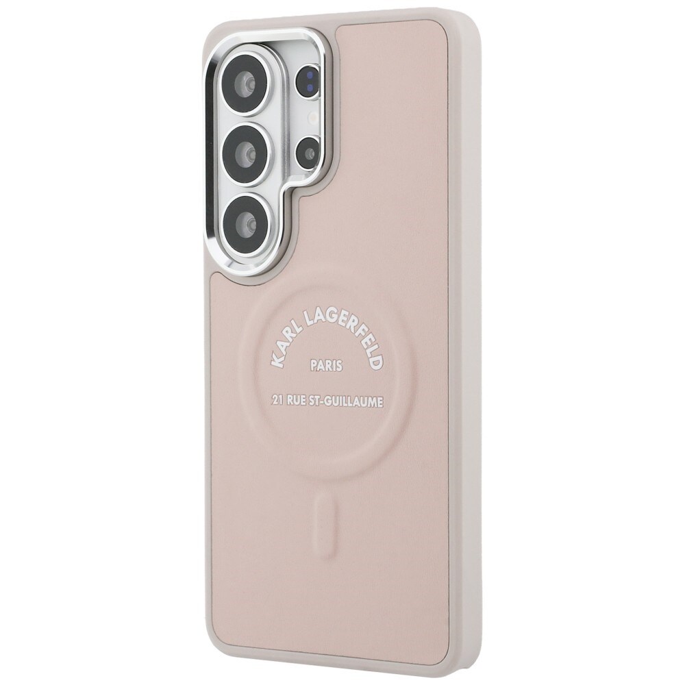Karl Lagerfeld RSG Logo MagSafe Samsung Galaxy S26 Ultra - vaaleanpunainen kohokuvioitu rengas
