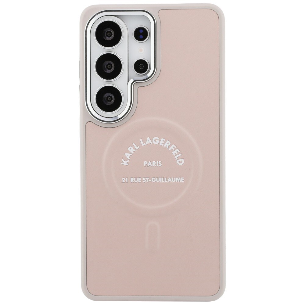 Karl Lagerfeld RSG Logo MagSafe Samsung Galaxy S26 Ultra - vaaleanpunainen kohokuvioitu rengas