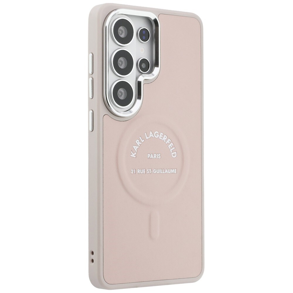 Karl Lagerfeld RSG Logo MagSafe Samsung Galaxy S26 Ultra - vaaleanpunainen kohokuvioitu rengas