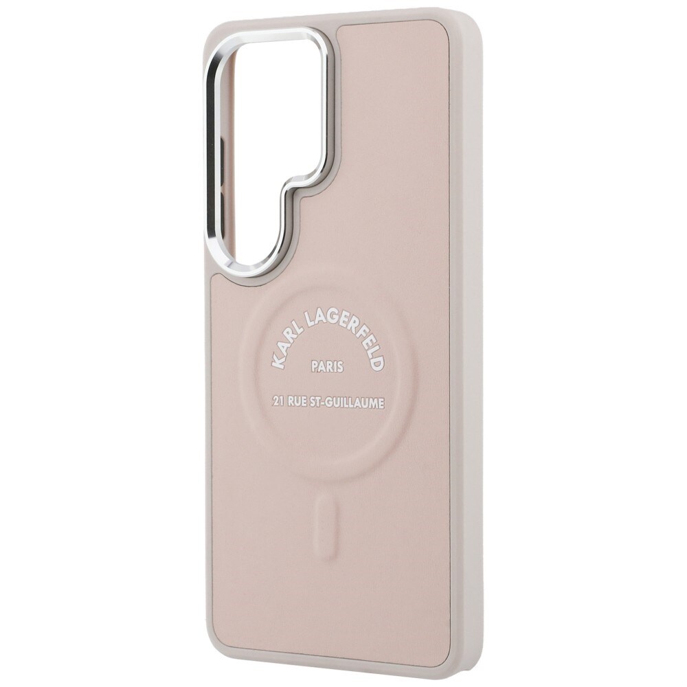 Karl Lagerfeld RSG Logo MagSafe Samsung Galaxy S26 Ultra - vaaleanpunainen kohokuvioitu rengas