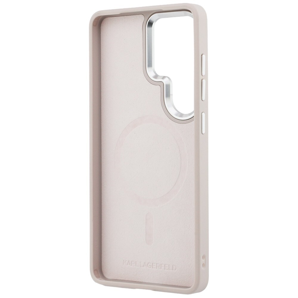 Karl Lagerfeld RSG Logo MagSafe Samsung Galaxy S26 Ultra - vaaleanpunainen kohokuvioitu rengas