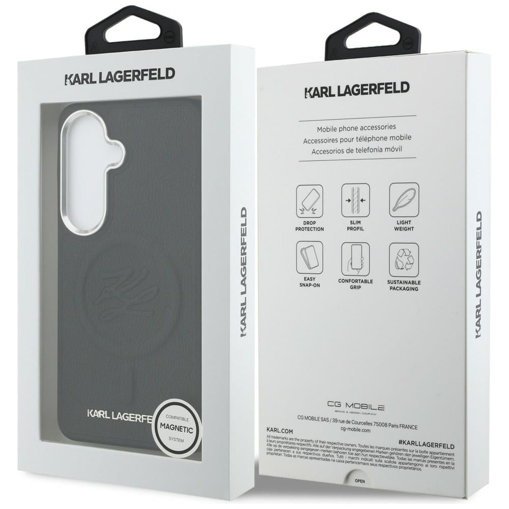 Karl Lagerfeld kohokuvioitu rengas Initials MagSafe Case for Samsung Galaxy S26+ - musta