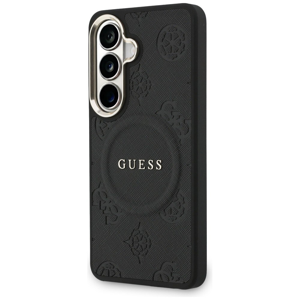 Guess Saffiano pioni kohokuvioitu rengas MagSafe tapauksessa Samsung Galaxy S26 - musta