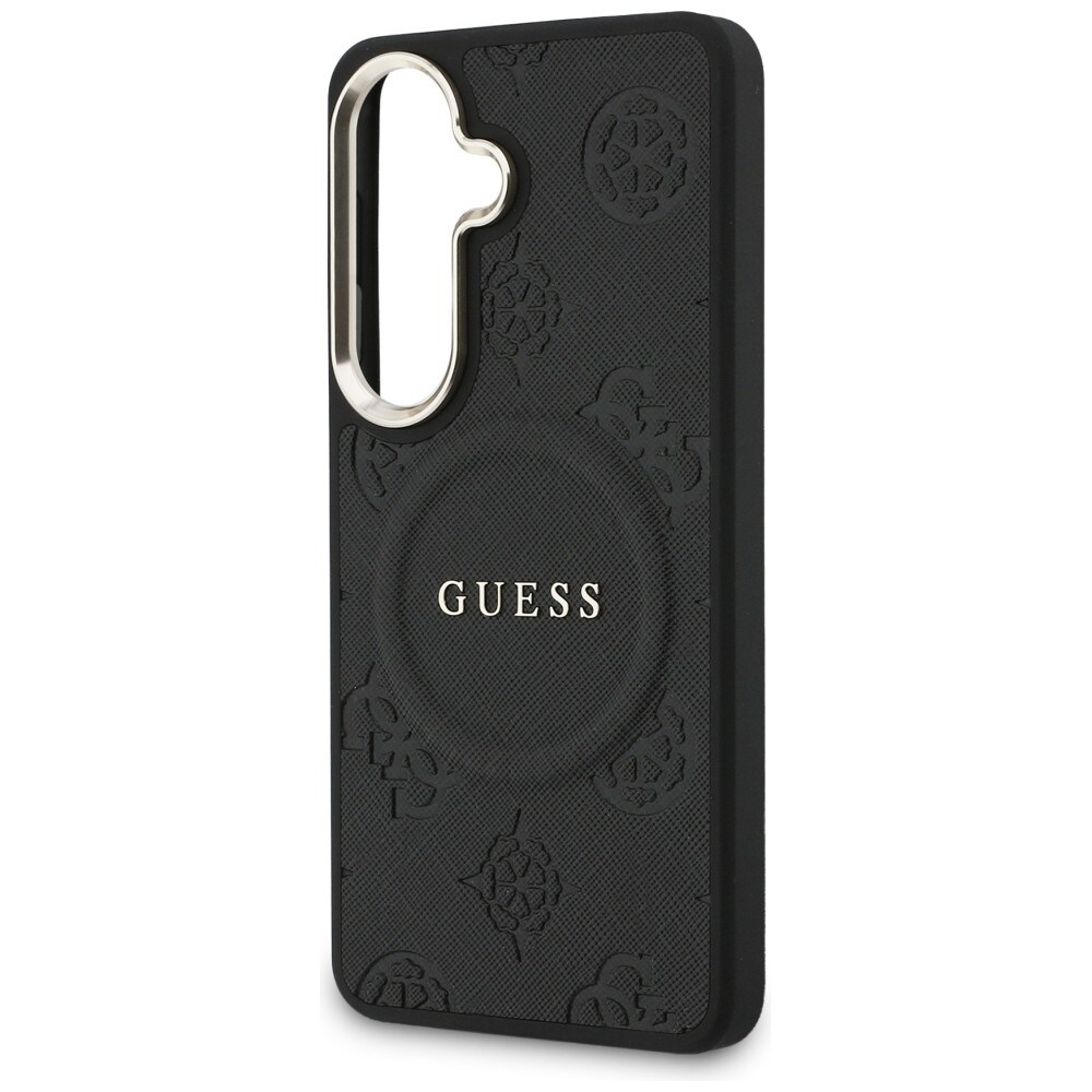 Guess Saffiano pioni kohokuvioitu rengas MagSafe tapauksessa Samsung Galaxy S26 - musta
