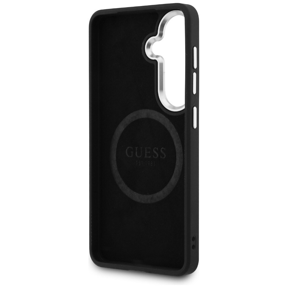 Guess Kiinteä Glitter-kolmio MagSafe-kotelo Samsung Galaxy S26+:lle - musta
