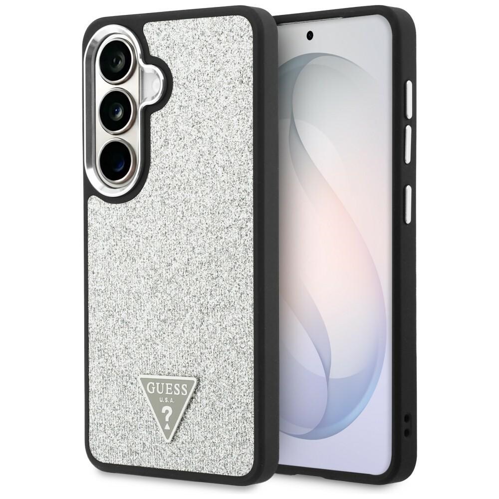 Guess Kiinteä Glitter-kolmio MagSafe-kotelo Samsung Galaxy S26+:lle - hopea