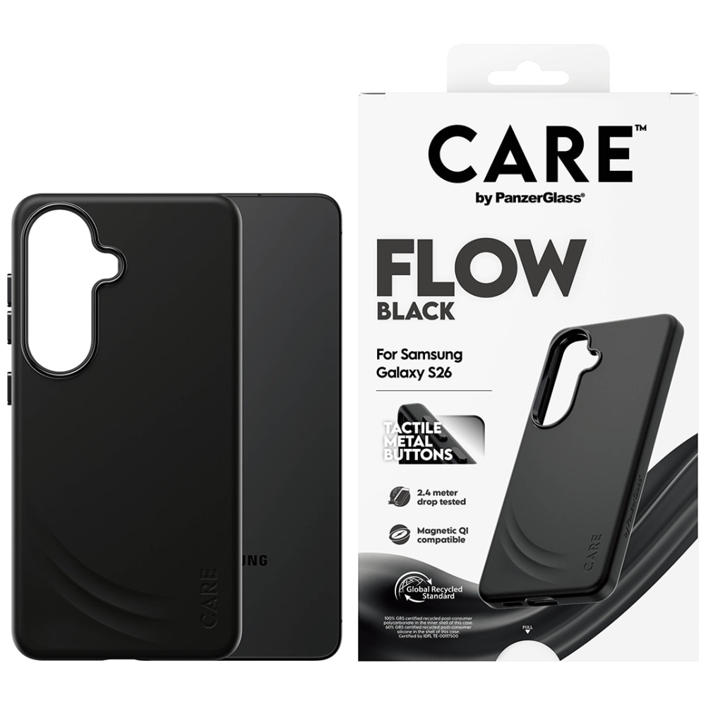 CARE by PanzerGlass Flow Musta QI-kotelo Samsung Galaxy S26:lle - musta