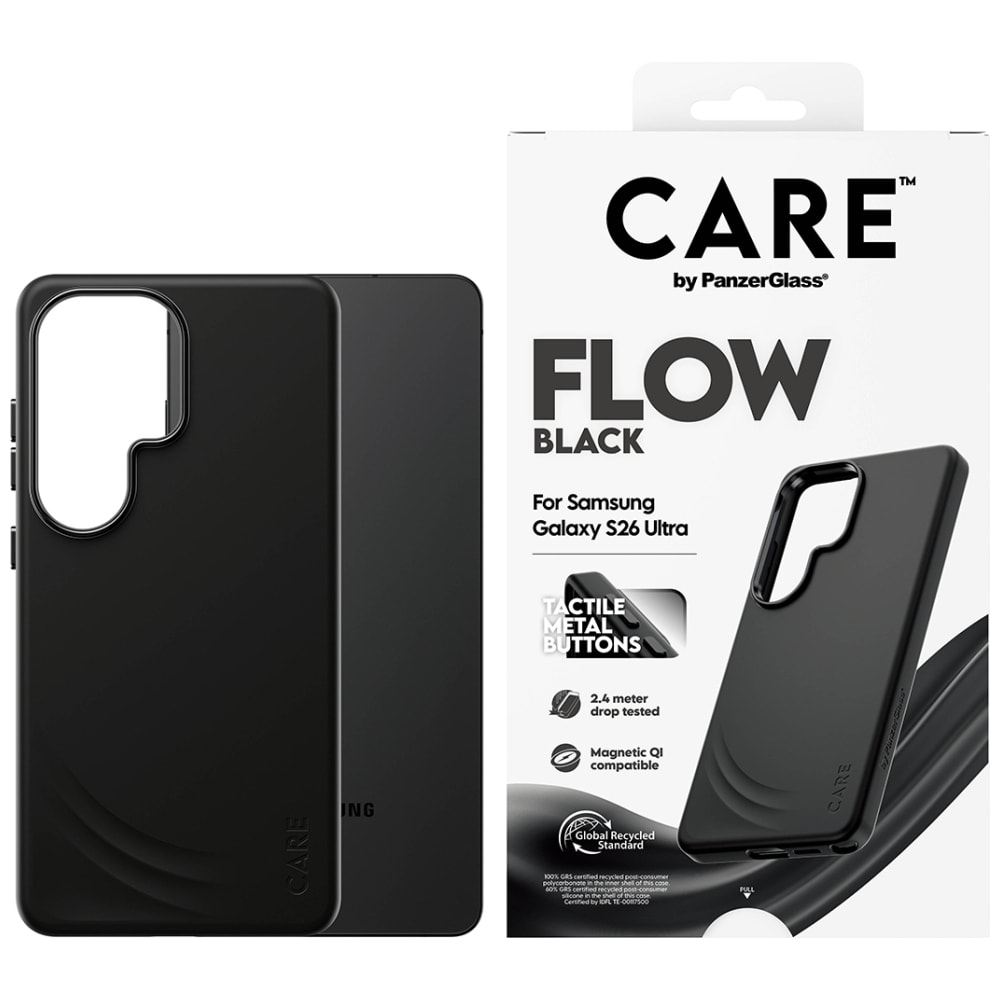 CARE by PanzerGlass Flow Musta Qi-kotelo Samsung Galaxy S26 Ultra - mustalle - musta