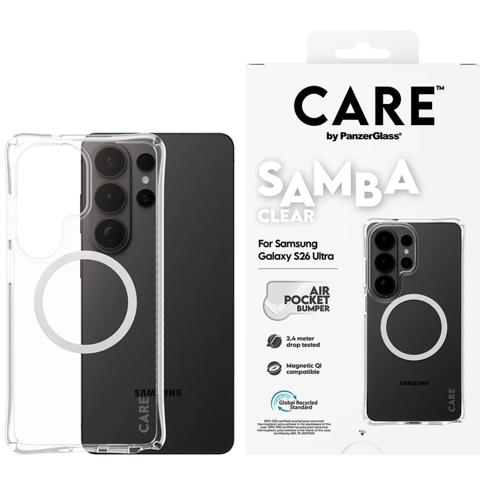 CARE by PanzerGlass Samba läpinäkyvä Qi-kotelo Samsung Galaxy S26 Ultra - läpinäkyvä - läpinäkyvä