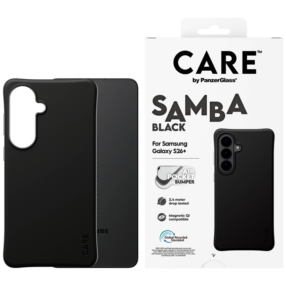 CARE by PanzerGlass Samba Musta Qi-kotelo Samsung Galaxy S26+:lle - musta