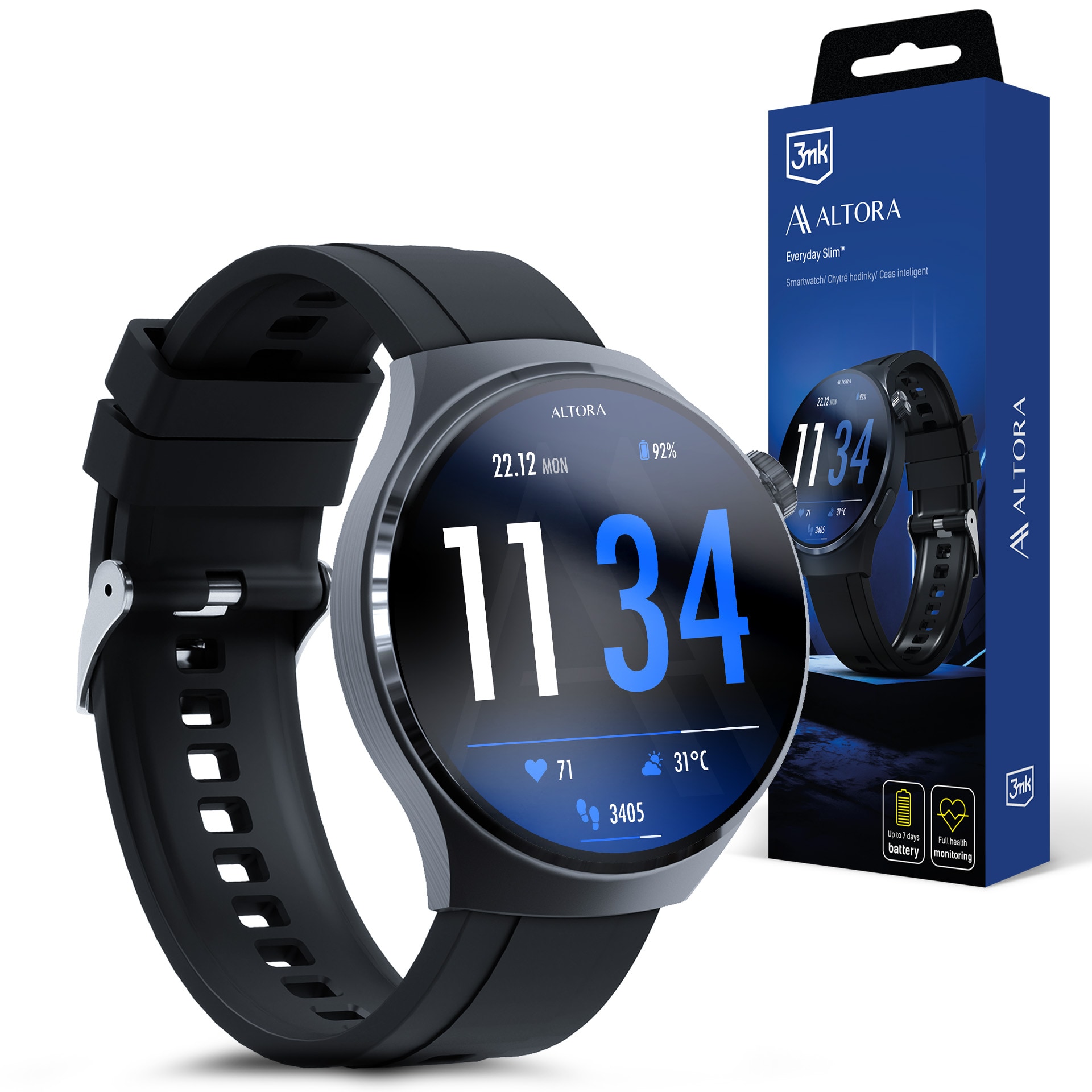 3mk Kellon suojaus ARC Smartwatch näytönsuoja Altora Everyday Slimille