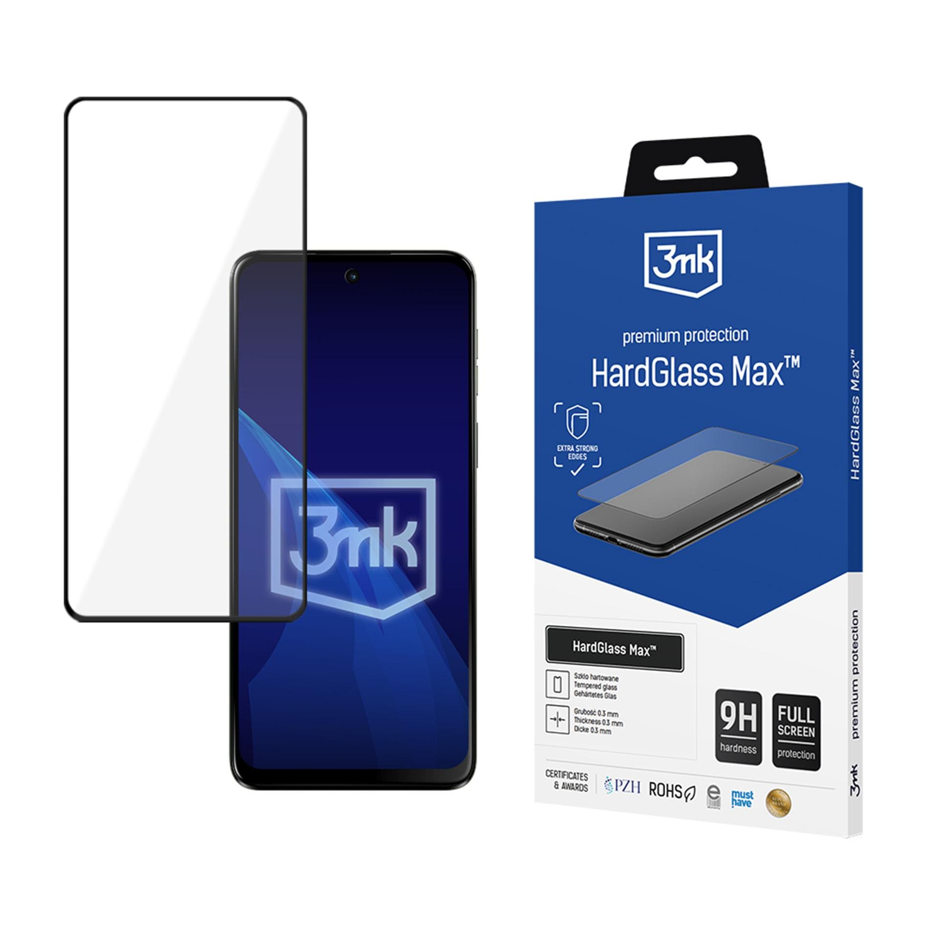 3mk HardGlass Max Musta karkaistu lasi Motorola Moto G55 5G -puhelimelle, täysi kattavuus