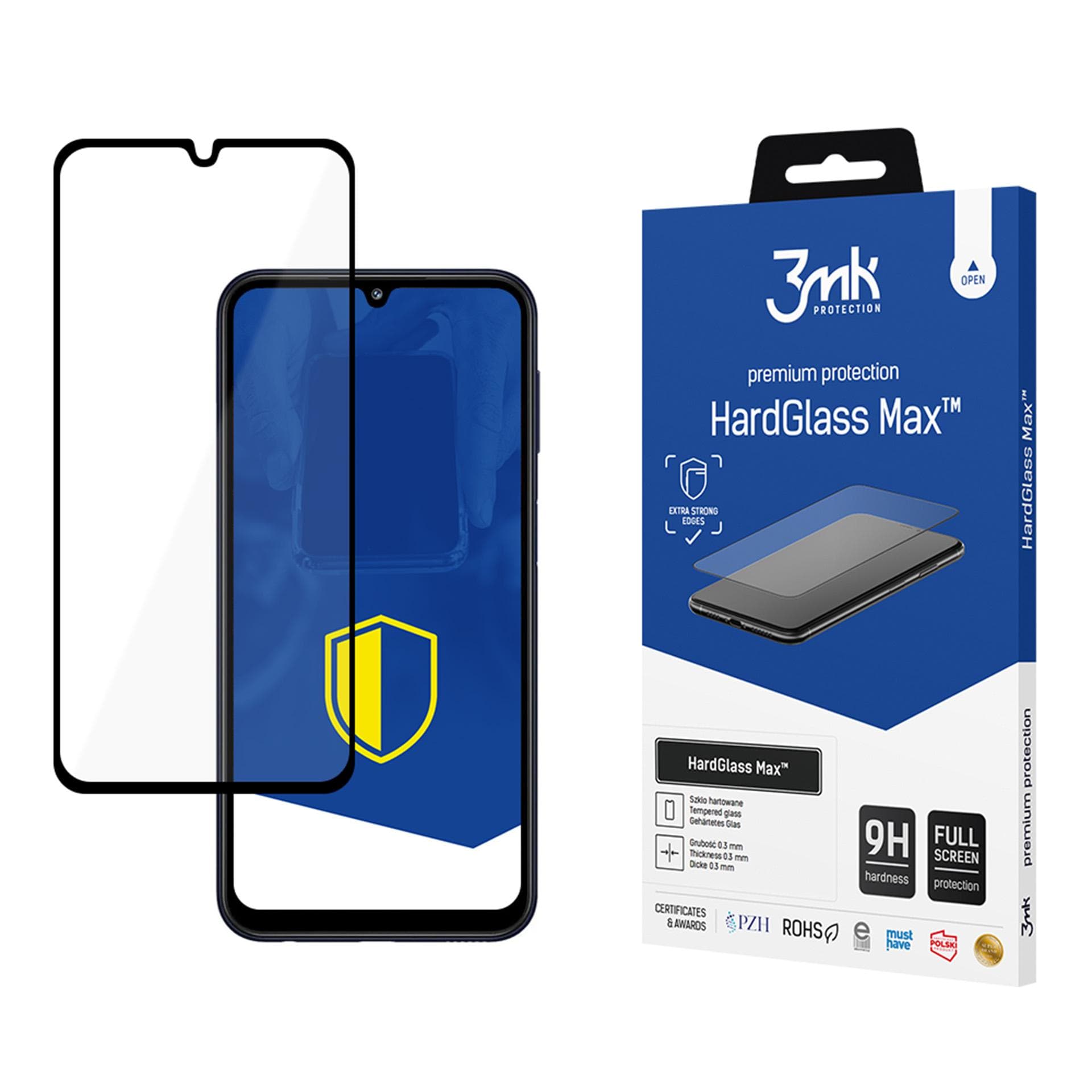 3mk HardGlass Max Musta, karkaistu lasi, täysi kattavuus, Samsung Galaxy M34 5G -puhelimelle