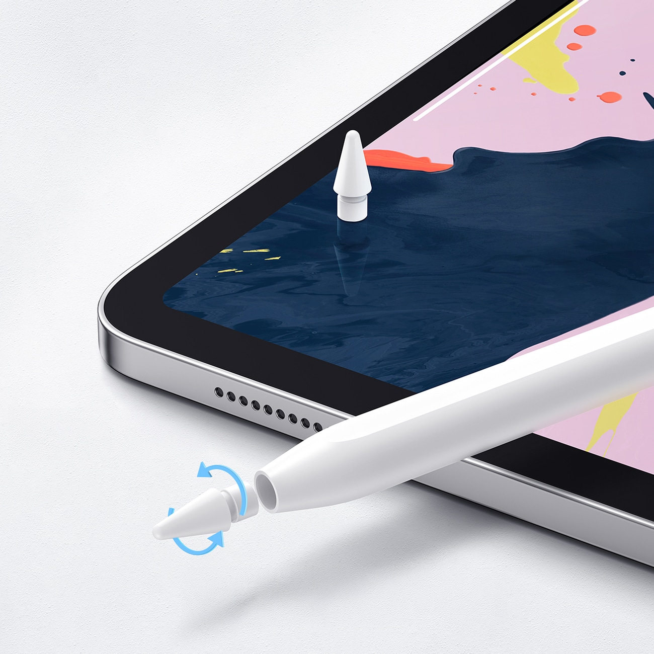 Joyroom JR-X9S Pro Active Stylus, jossa on 2 vaihdettavaa kärkeä - valkoinen
