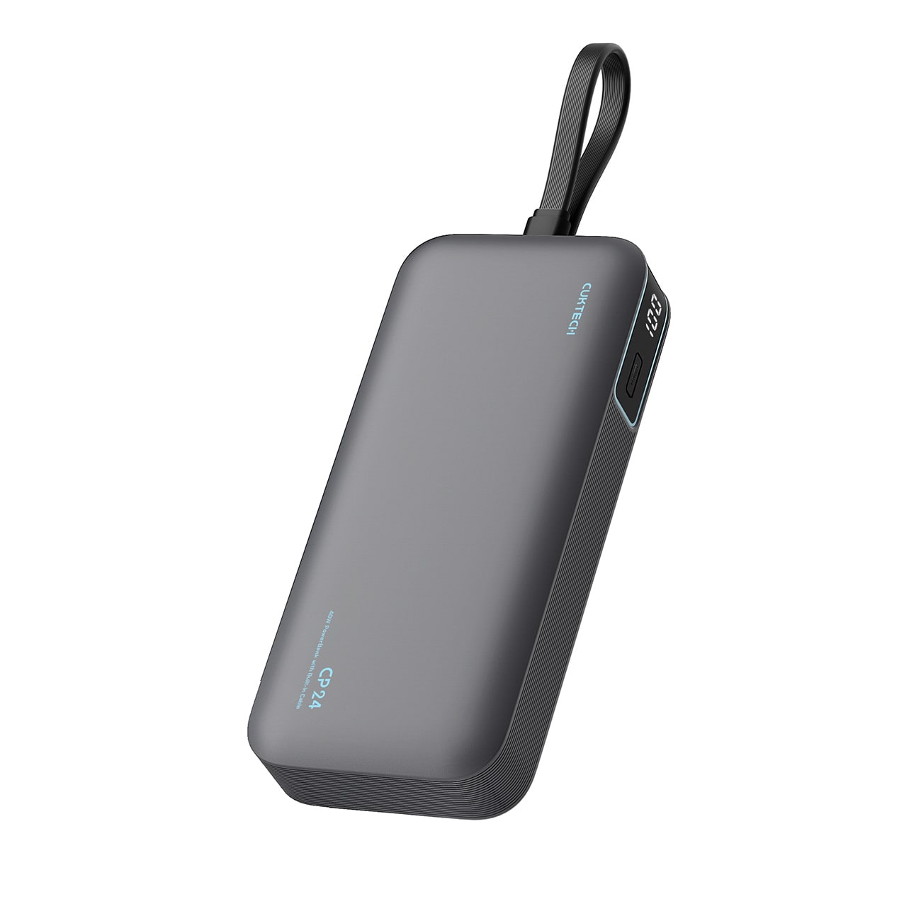 Cuktech LPB200N 40W 20000mAh Powerbank integroidulla kaapelilla - harmaa