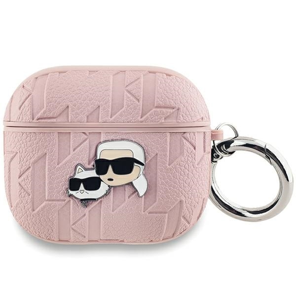Karl Lagerfeld Monogram Karl & Choupette Head Case for AirPods 3 - vaaleanpunainen