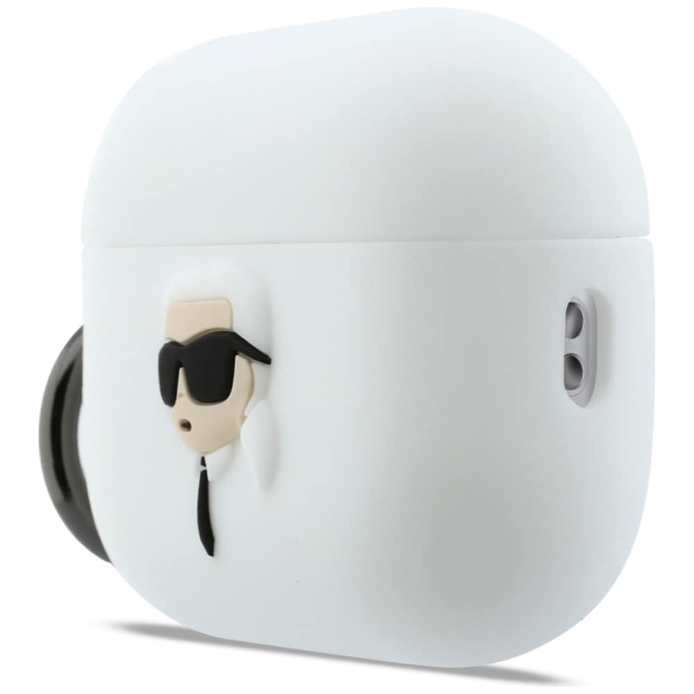 Karl Lagerfeld Silikoni Karl Head 3D-kotelo AirPods Pro 3:lle - Valkoinen
