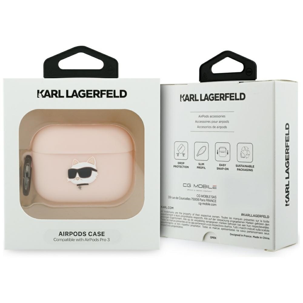 Karl Lagerfeld Silikoni Chaupette Head 3D Case AirPods Pro 3 - vaaleanpunainen - vaaleanpunainen