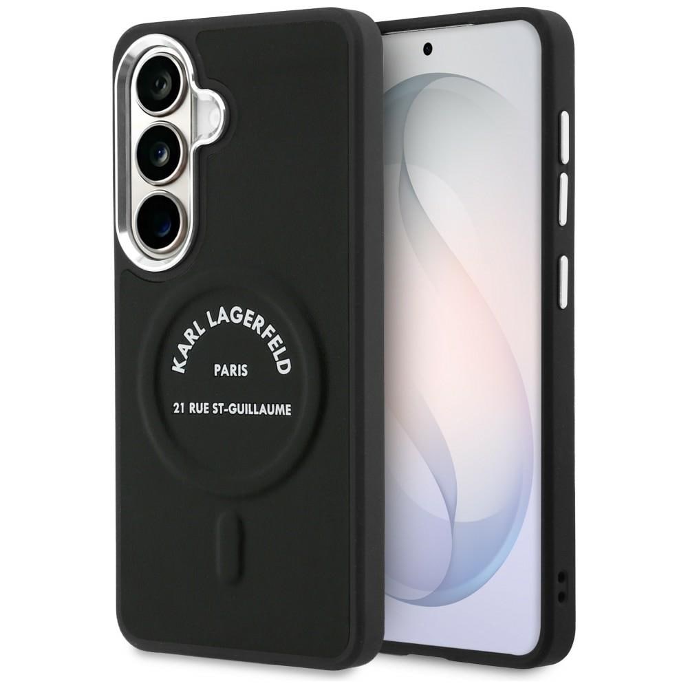 Karl Lagerfeld kohokuvioitu rengas RSG Logo MagSafe tapauksessa Samsung Galaxy S26+ - musta