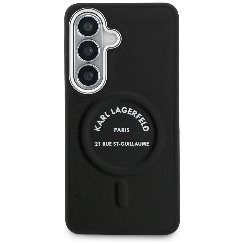 Karl Lagerfeld kohokuvioitu rengas RSG Logo MagSafe tapauksessa Samsung Galaxy S26+ - musta