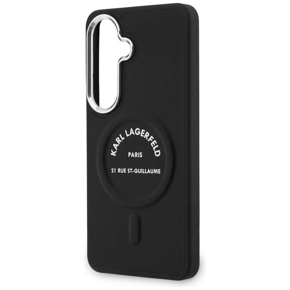 Karl Lagerfeld kohokuvioitu rengas RSG Logo MagSafe tapauksessa Samsung Galaxy S26+ - musta