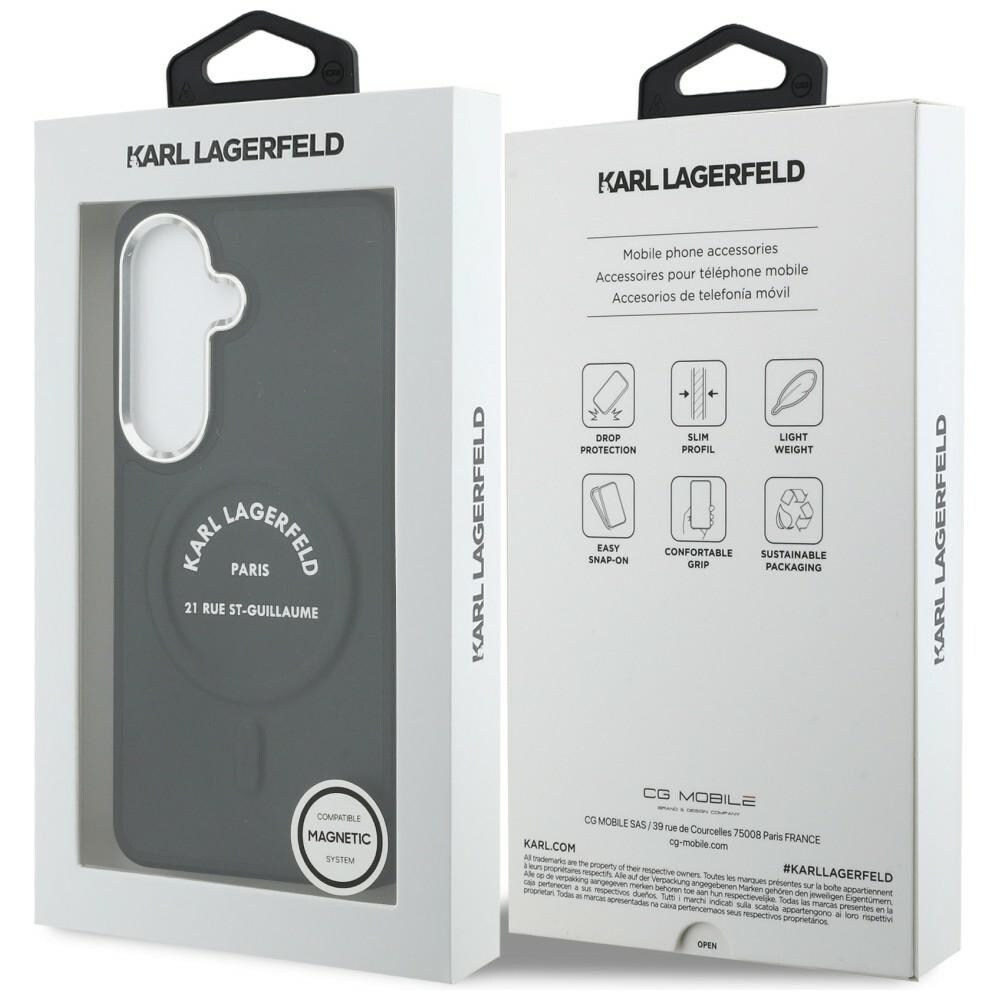 Karl Lagerfeld kohokuvioitu rengas RSG Logo MagSafe tapauksessa Samsung Galaxy S26+ - musta