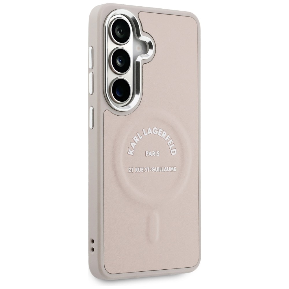 Karl Lagerfeld kohokuvioitu RSG Logo MagSafe -kotelo Samsung Galaxy S26+ - vaaleanpunainen