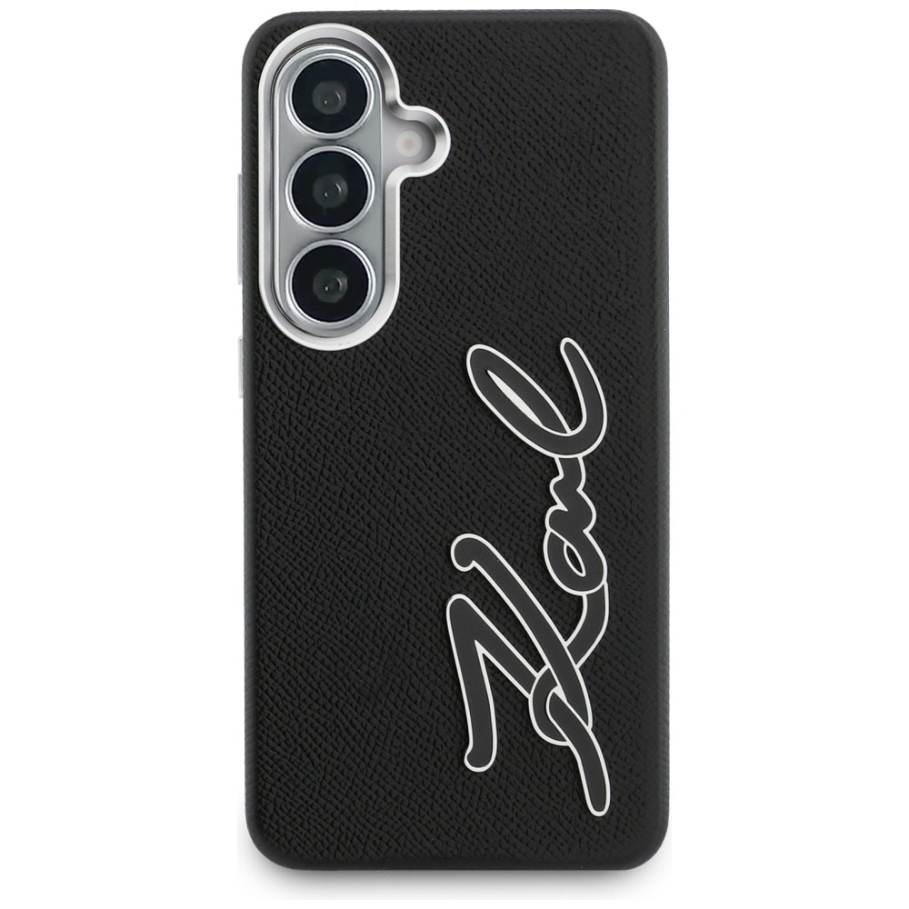 Karl Lagerfeld Grained Signature Metal Resin Logo Case for Samsung Galaxy S26 - musta