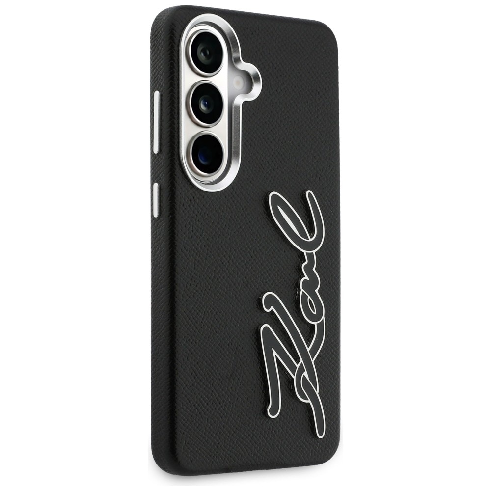 Karl Lagerfeld Grained Signature Metal Resin Logo Case for Samsung Galaxy S26 - musta
