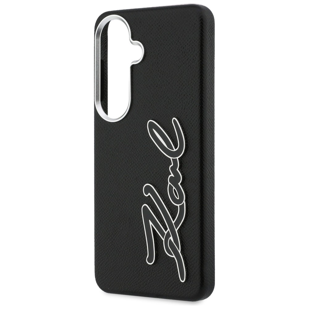 Karl Lagerfeld Grained Signature Metal Resin Logo Case for Samsung Galaxy S26 - musta