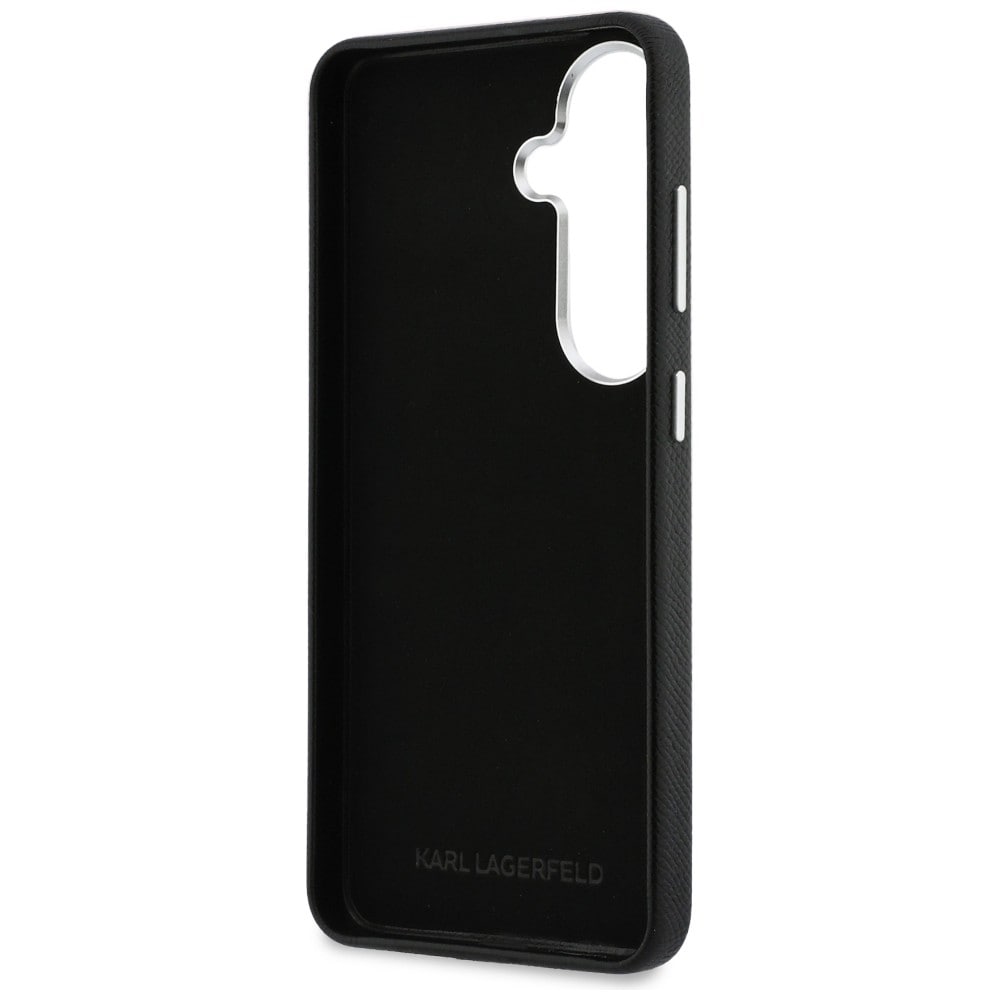 Karl Lagerfeld Grained Signature Metal Resin Logo Case for Samsung Galaxy S26 - musta