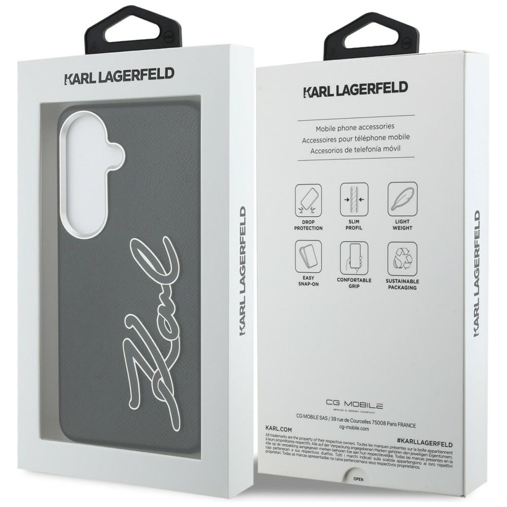 Karl Lagerfeld Grained Signature Metal Resin Logo Case for Samsung Galaxy S26 - musta