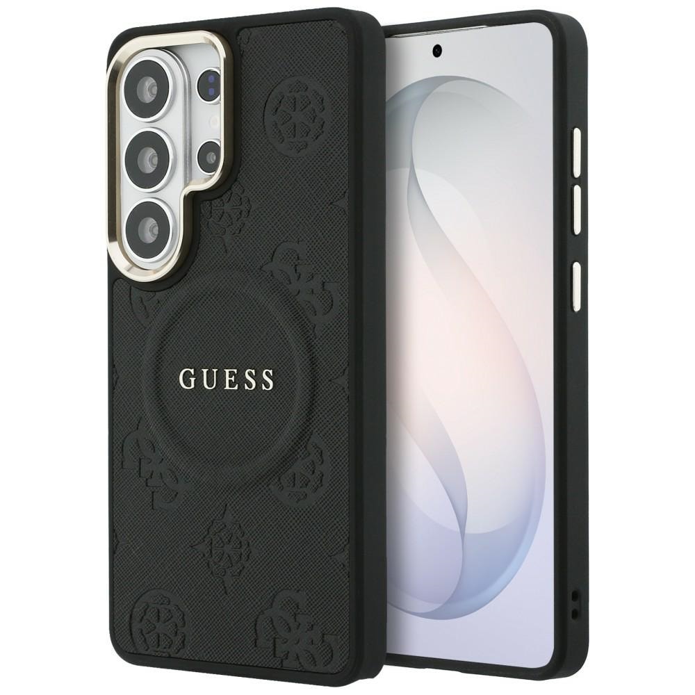 Guess Saffiano Peony kohokuvioitu rengas MagSafe kotelo Samsung Galaxy S26 Ultra - musta - musta