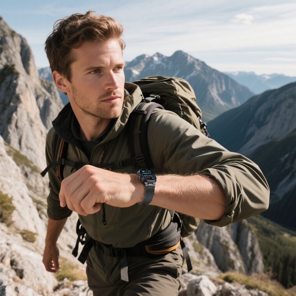Tech-Protect Milano Vanguard rannekoru Apple kellolle (44 / 45 / 46 / 49 mm) - Musta