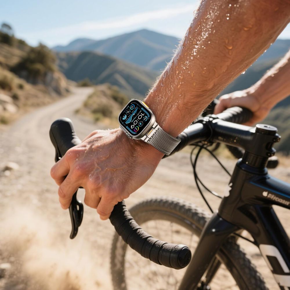 Tech-Protect Milano Vanguard rannekoru Apple kellolle (44 / 45 / 46 / 49 mm) - Titanium