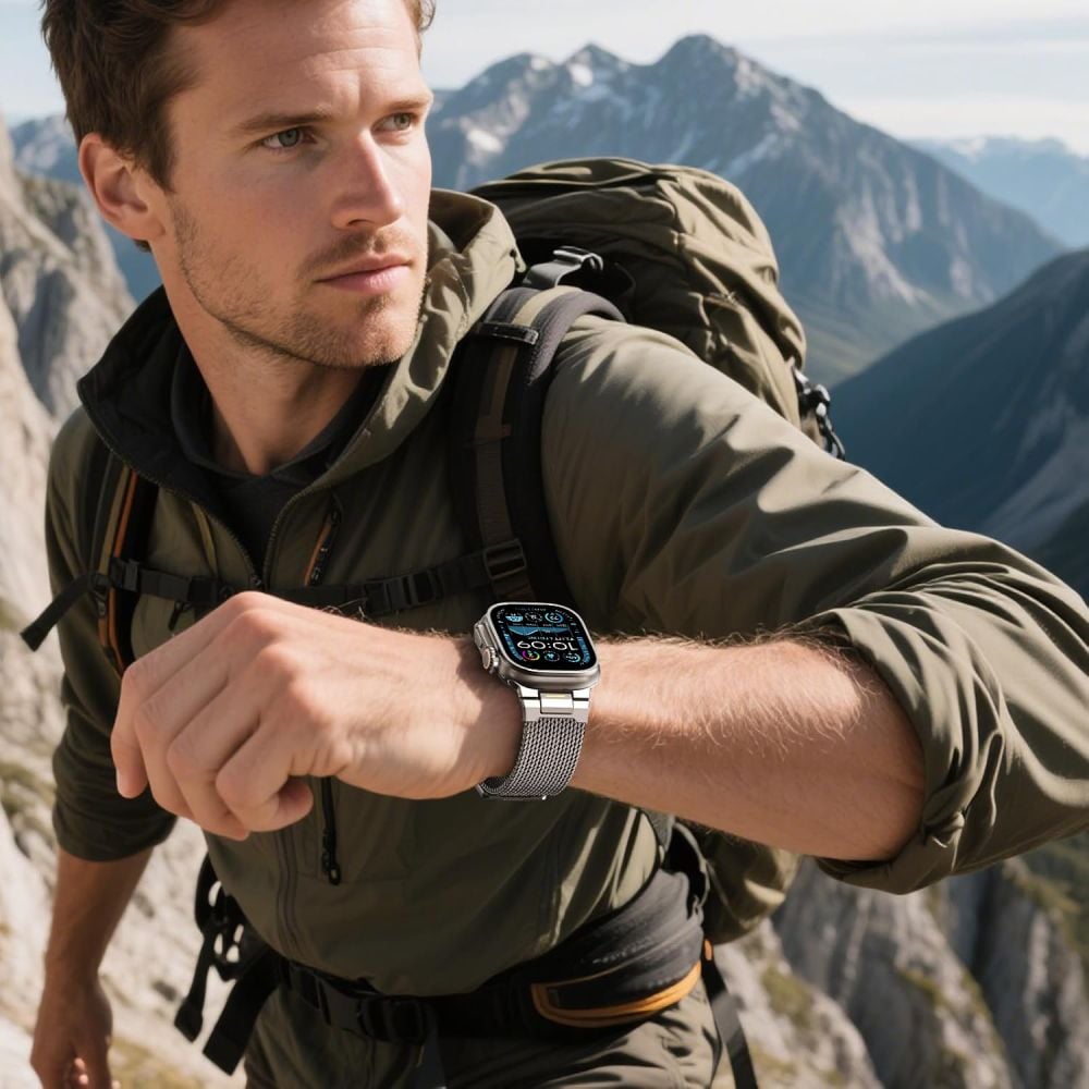 Tech-Protect Milano Vanguard rannekoru Apple kellolle (44 / 45 / 46 / 49 mm) - Titanium
